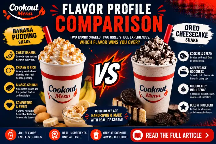 Banana Pudding vs Oreo Cheesecake Shake flavor comparison showcasing sweetness, richness, and unique dessert-inspired tastes.