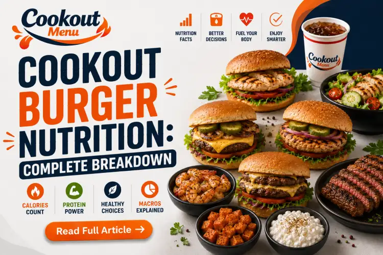 Cookout nutrition guide with a complete burger nutrition breakdown, including calories, protein, carbs, and fat.