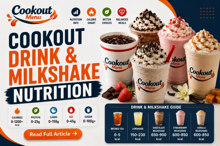 Cookout nutrition guide covering drink and milkshake nutrition, calories, sugar, and healthier beverage choices.