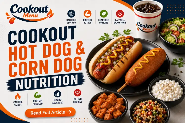 Cookout nutrition guide comparing hot dog and corn dog nutrition, calories, protein, and macronutrients.