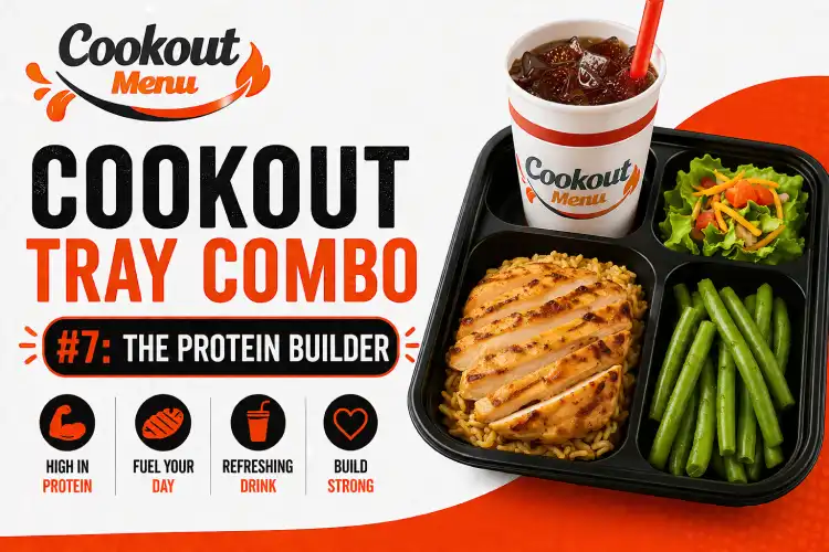 Best Cookout Tray Combos featuring the Protein Builder with grilled chicken, healthy sides, vegetables, and a refreshing drink.