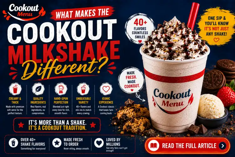 Cookout Milkshake made with hand-spun ice cream, premium ingredients, and unique flavors that set it apart from other fast-food shakes.