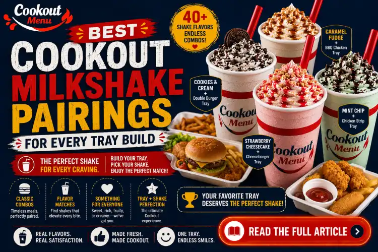 Cookout Milkshake pairing guide matching the best shake flavors with burgers, chicken trays, barbecue, and classic Cookout meals.