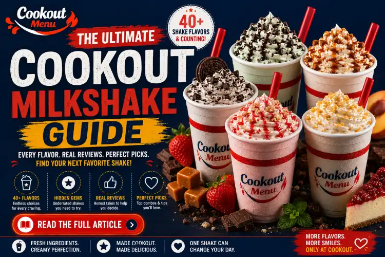 Cookout Milkshake complete guide featuring flavors, prices, calories, rankings, tray pairings, and the best specialty shakes to try.