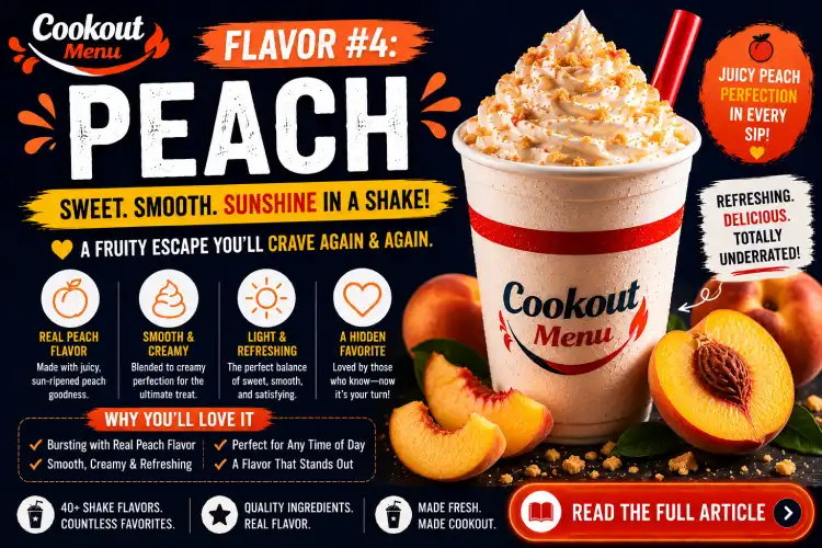 Underrated Cookout Milkshake Flavors featuring the seasonal Peach Shake made with sweet, juicy peach flavor.