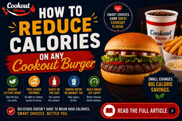 Lowest calorie Cookout burger tips for reducing calories by choosing lighter toppings, skipping sauces, and making healthier customizations.