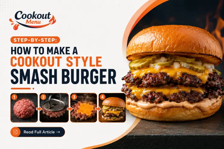 Cookout style smash burger ingredients and equipment with 80/20 ground beef, spatula, vegetables, and protein-rich sides