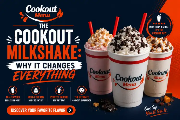 Cookout Tray meal paired with signature Cookout milkshakes featuring over 40 flavors for the ultimate combo experience.