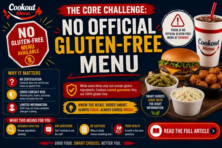 Is Cookout gluten free article explaining why Cookout does not offer an official gluten-free menu and what that means for customers.