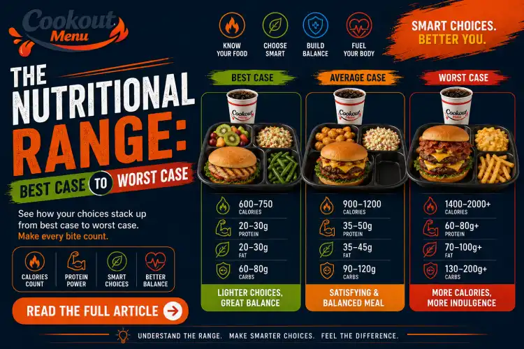Is the Cookout Tray Healthy? Best-case vs worst-case Cookout Tray nutrition comparison showing calories, macros, and healthier options.