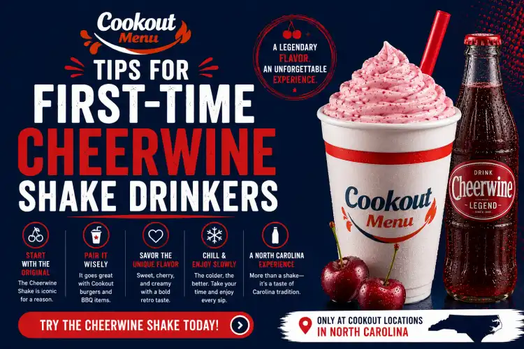 Cookout Cheerwine Shake guide with helpful tips for first-time drinkers, flavor pairing ideas, and the best way to enjoy this iconic shake.