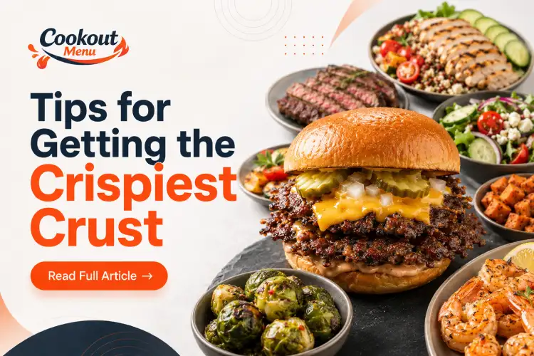 Step-by-step Cookout style smash burger recipe showing beef ball, smashing, cheese melting, and finished burger