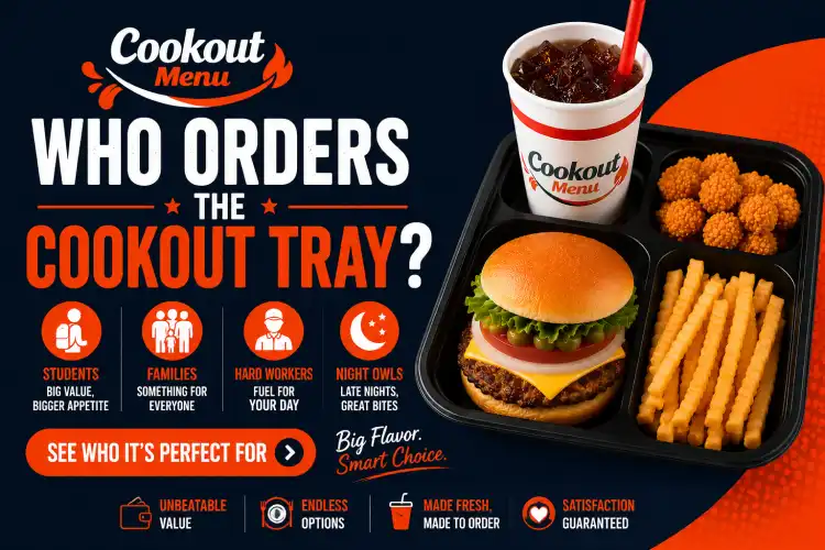 Cookout Tray guide showing who orders the Cookout Tray, including students, families, budget-conscious diners, and late-night food lovers.