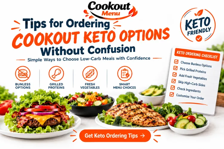 Cookout Keto Options ordering guide with tips for choosing low-carb meals, customizing ingredients, avoiding hidden carbs, and making smarter Cook Out selections.