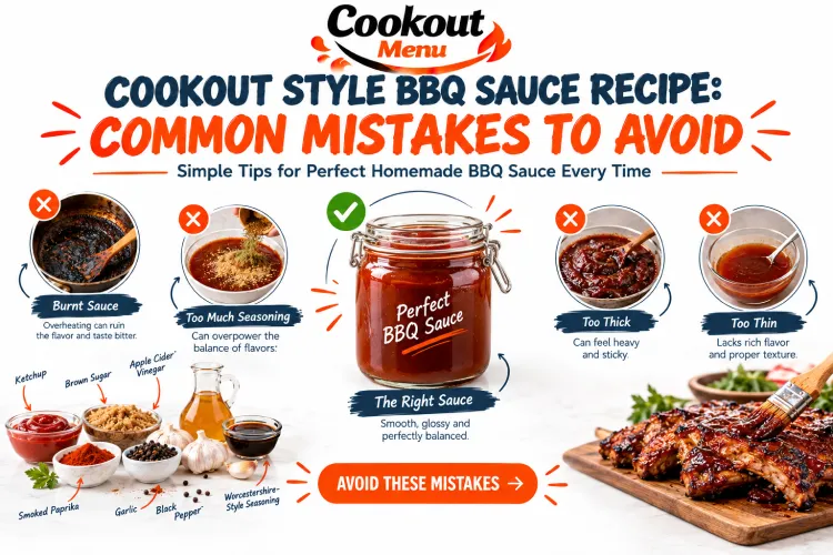 Cookout Style BBQ Sauce Recipe highlighting common mistakes to avoid, including incorrect seasoning, overcooking, ingredient balance, and consistency tips for better results.