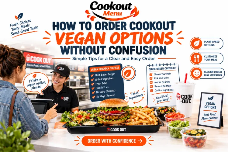 Cookout Vegan Options ordering guide explaining how to customize meals, choose vegan-friendly ingredients, and order confidently without confusion at Cookout.