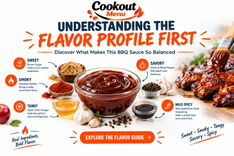 Cookout Style BBQ Sauce Recipe explaining the perfect balance of sweet, smoky, tangy, and savory flavors for an authentic homemade BBQ sauce.